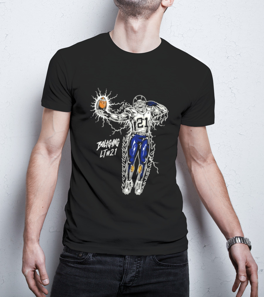 Boltgang LT 21 Skeleton Football Player Lightning Charge T-Shirt