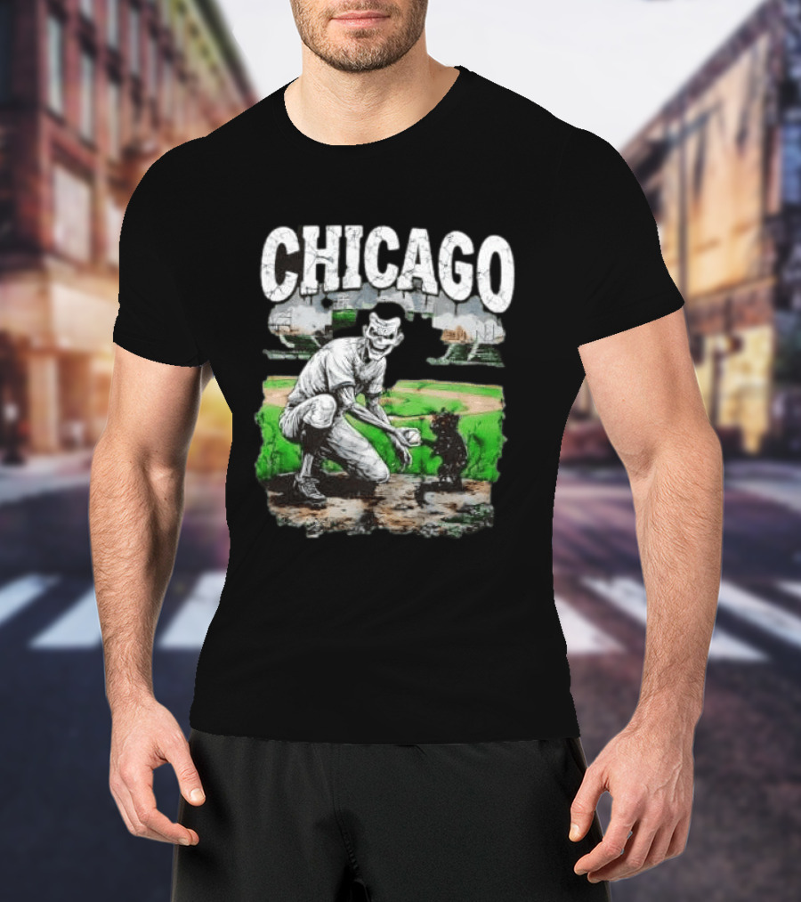 Chicago Undead Baseball Player With Cub On Field T-Shirt