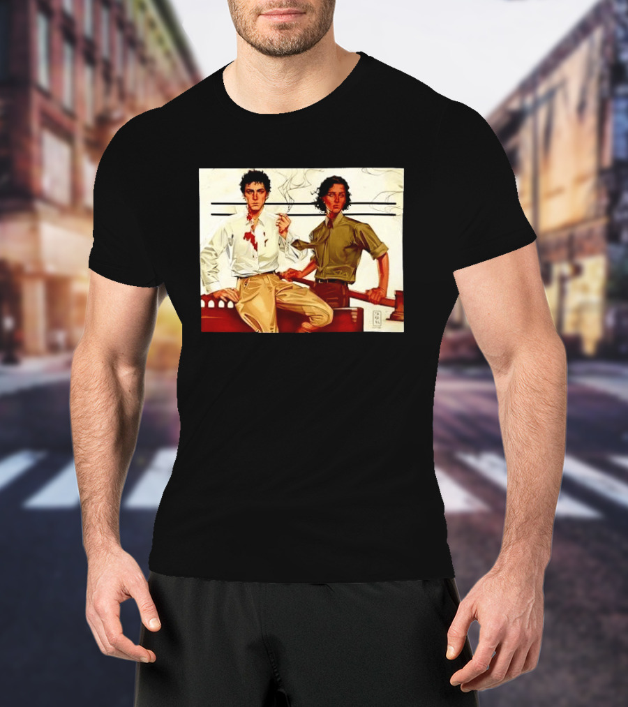 JAPH Two Men Smoking With Bloodstain T-Shirt