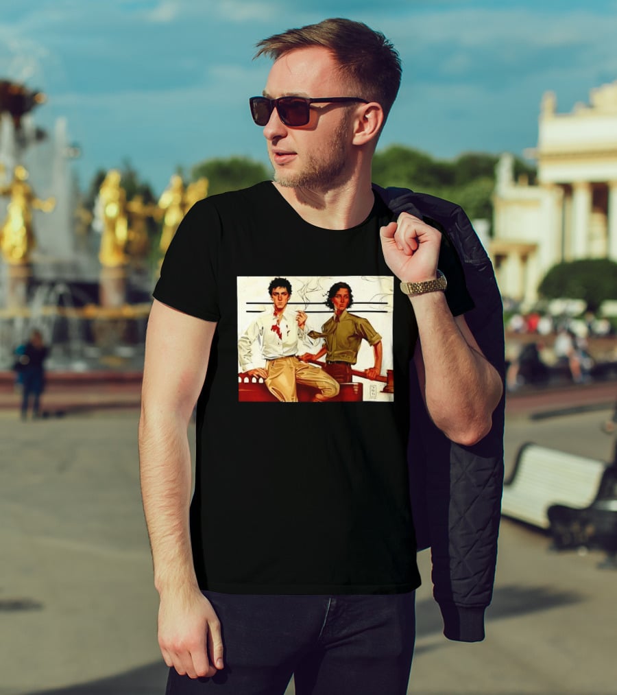 JAPH Two Men Smoking With Bloodstain T-Shirt