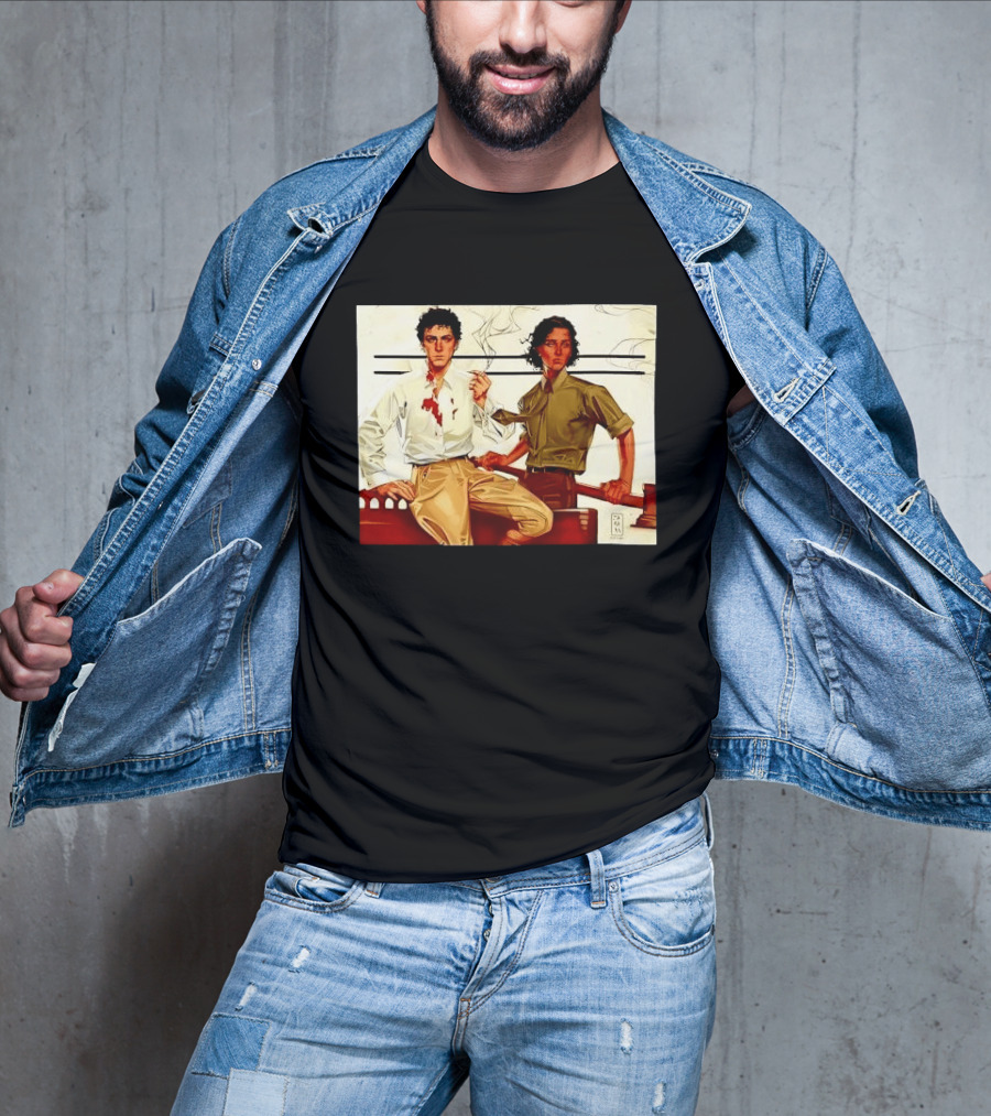 JAPH Two Men Smoking With Bloodstain T-Shirt