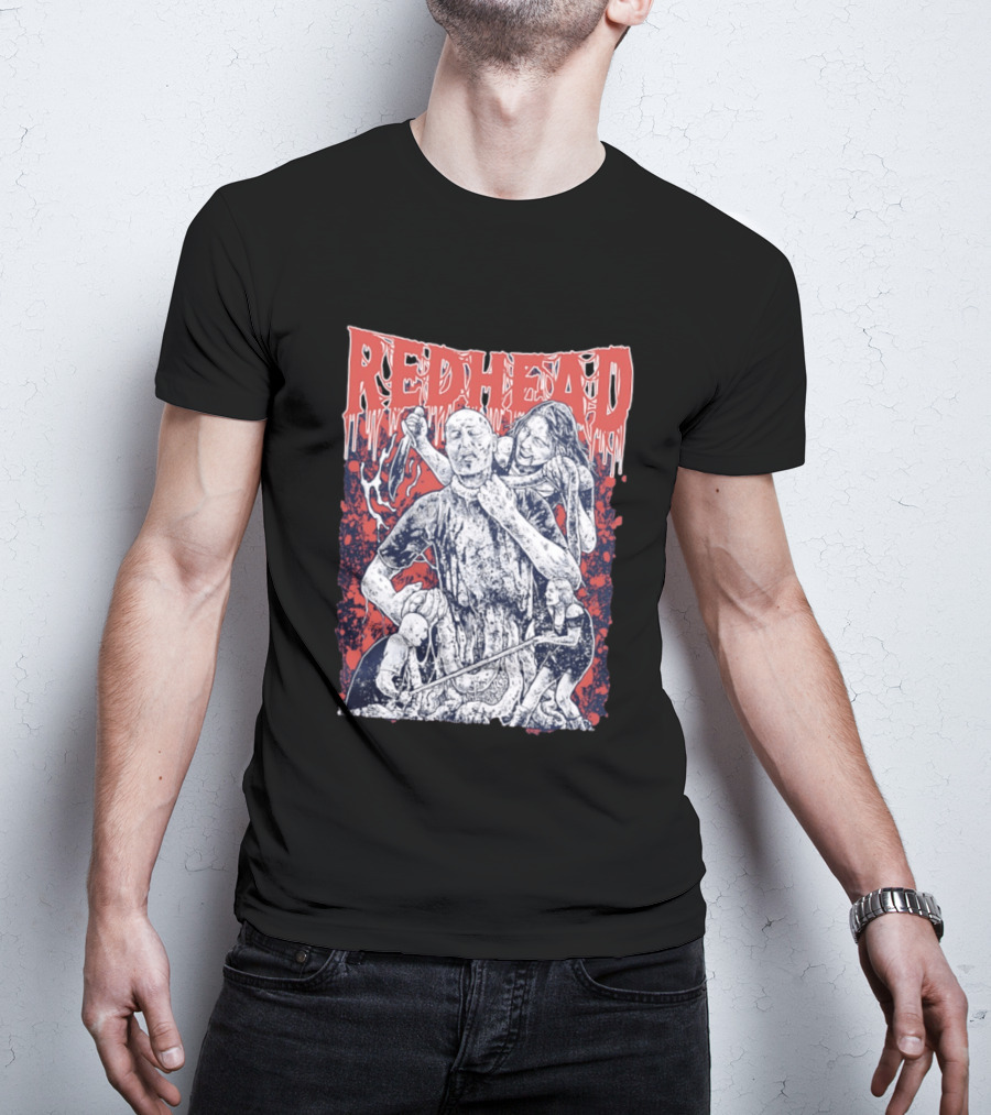 Red Head Horror Gruesome Comic Style Bloodied Figures T-Shirt