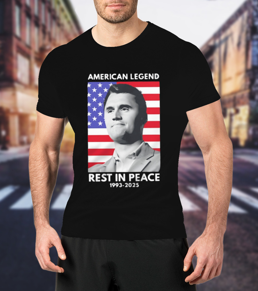 American Legend Rest In Peace Charlie Kirk 1993 2025 USA Flag T-Shirt