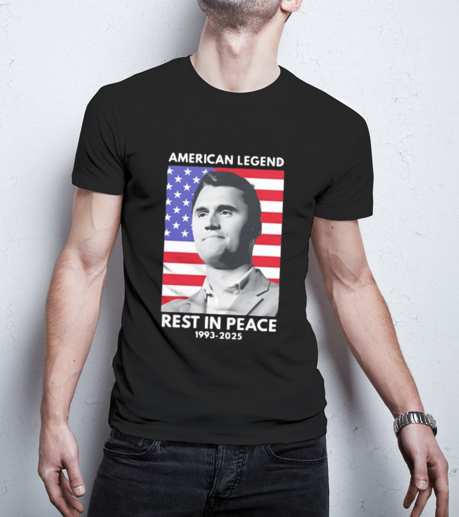 American Legend Rest In Peace Charlie Kirk 1993 2025 USA Flag T-Shirt