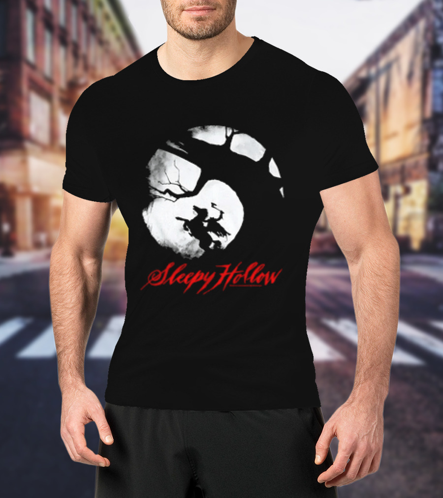 Sleepy Hollow Red Lettering Crescent Moon T-Shirt