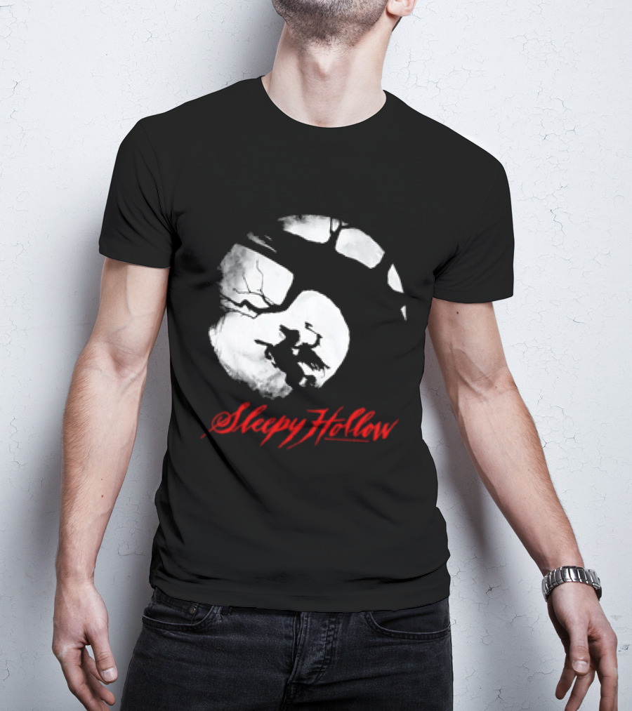 Sleepy Hollow Red Lettering Crescent Moon T-Shirt