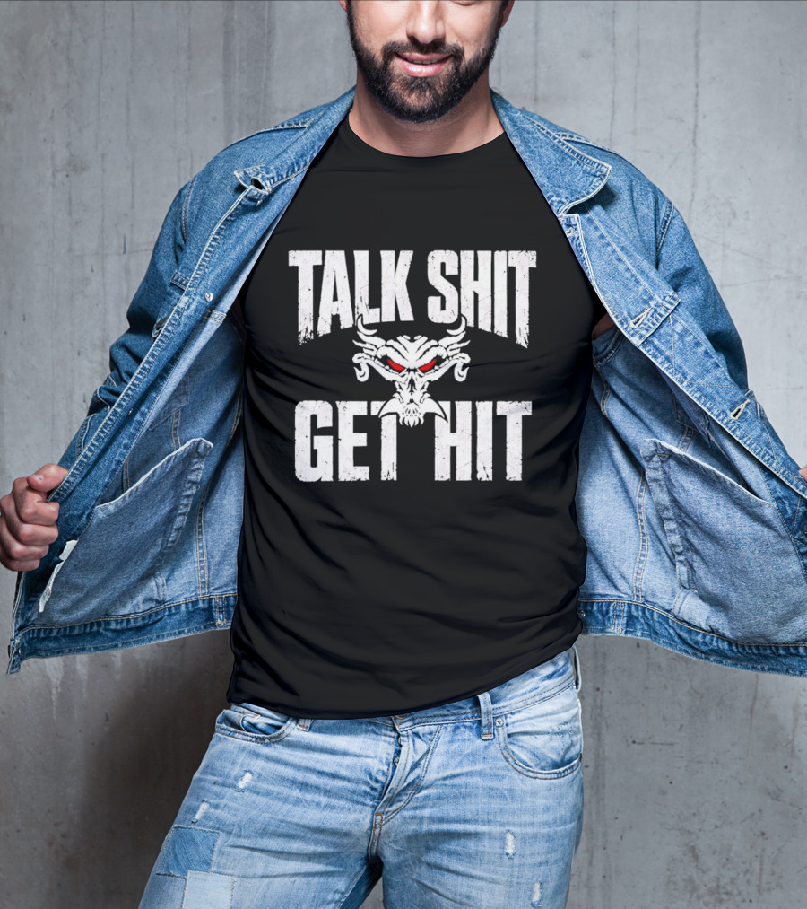 Talk Shit Get Hit Pro Wrestling Red Eyed Skull T-Shirt
