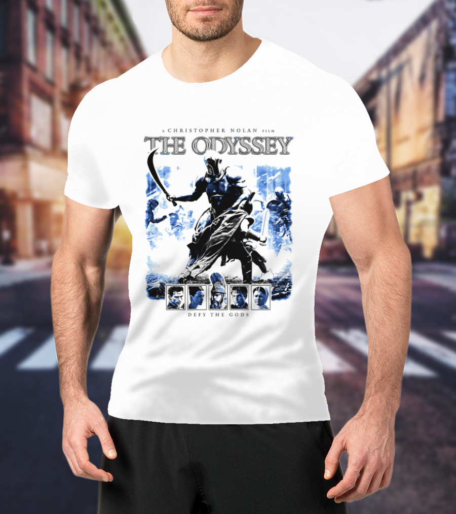A Christopher Nolan Film The Odyssey Defy The Gods Movie Epic Adventure T-Shirt