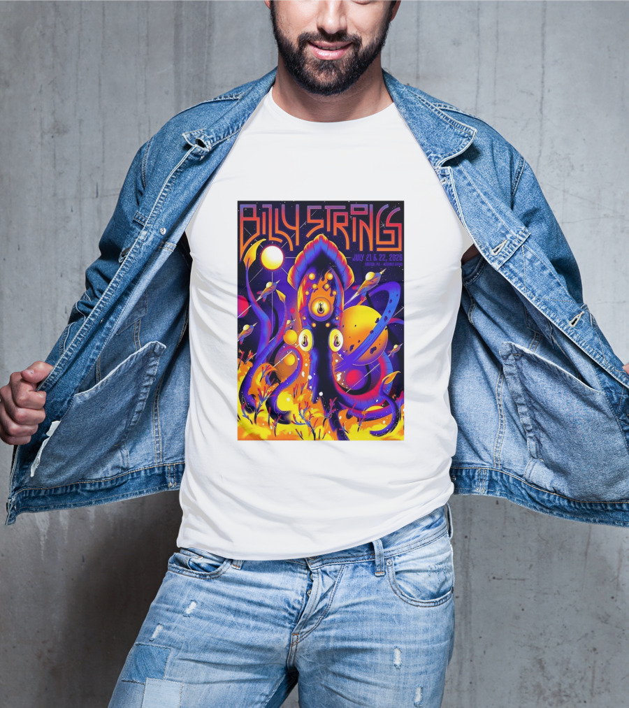 Billy Strings Boston MA July 21 22 2026 Live Agganis Arena Event Psychedelic Cosmic Squid T-Shirt