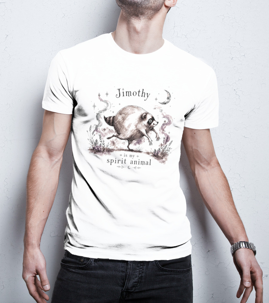 Jimothy Is My Spirit Animal Raccoon Celestial Moon Stars T-Shirt