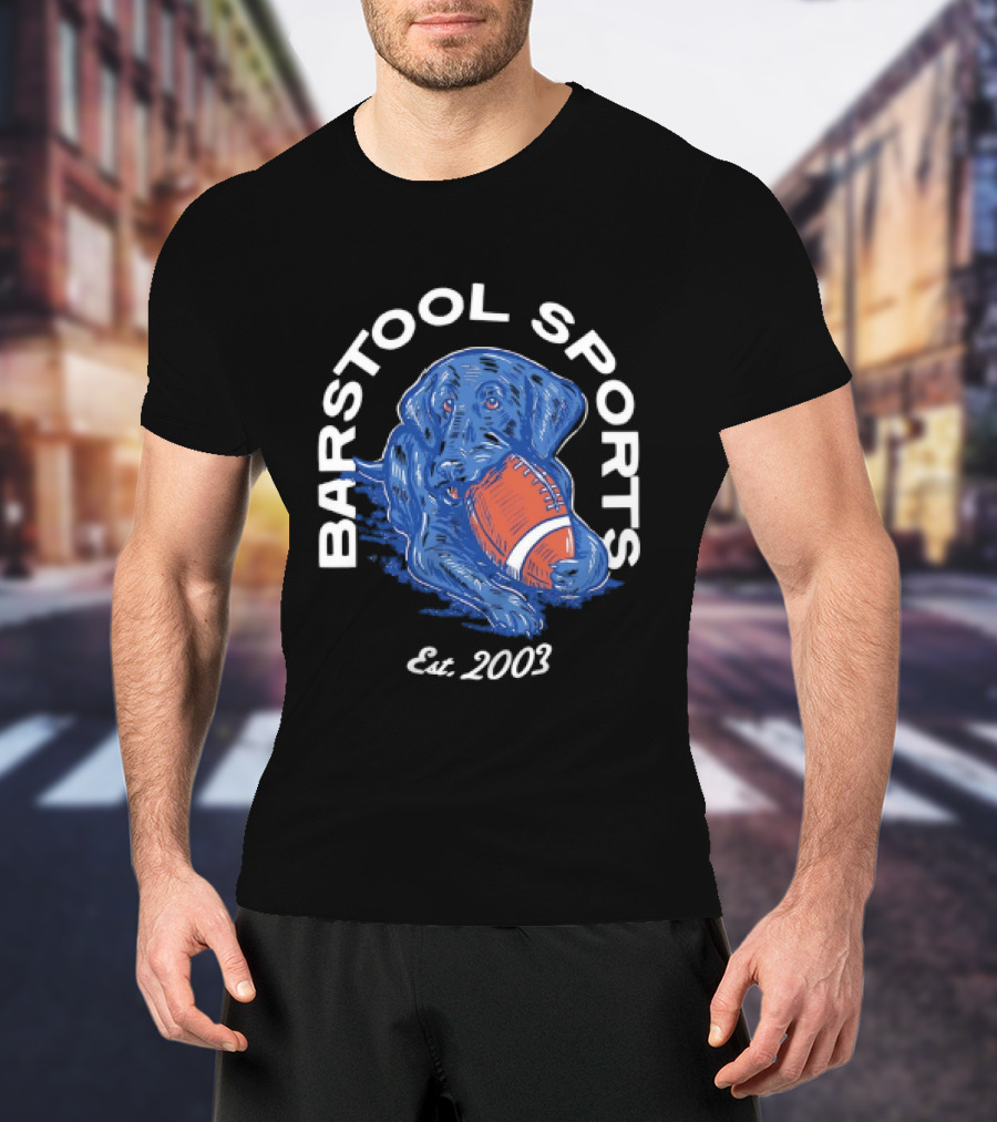 Barstool Sports Est. 2003 Black Labrador With Football T-Shirt