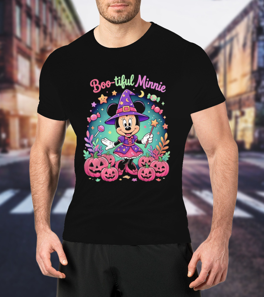 Boo Tiful Minnie Halloween Pumpkin Witch Disney Magic T-Shirt