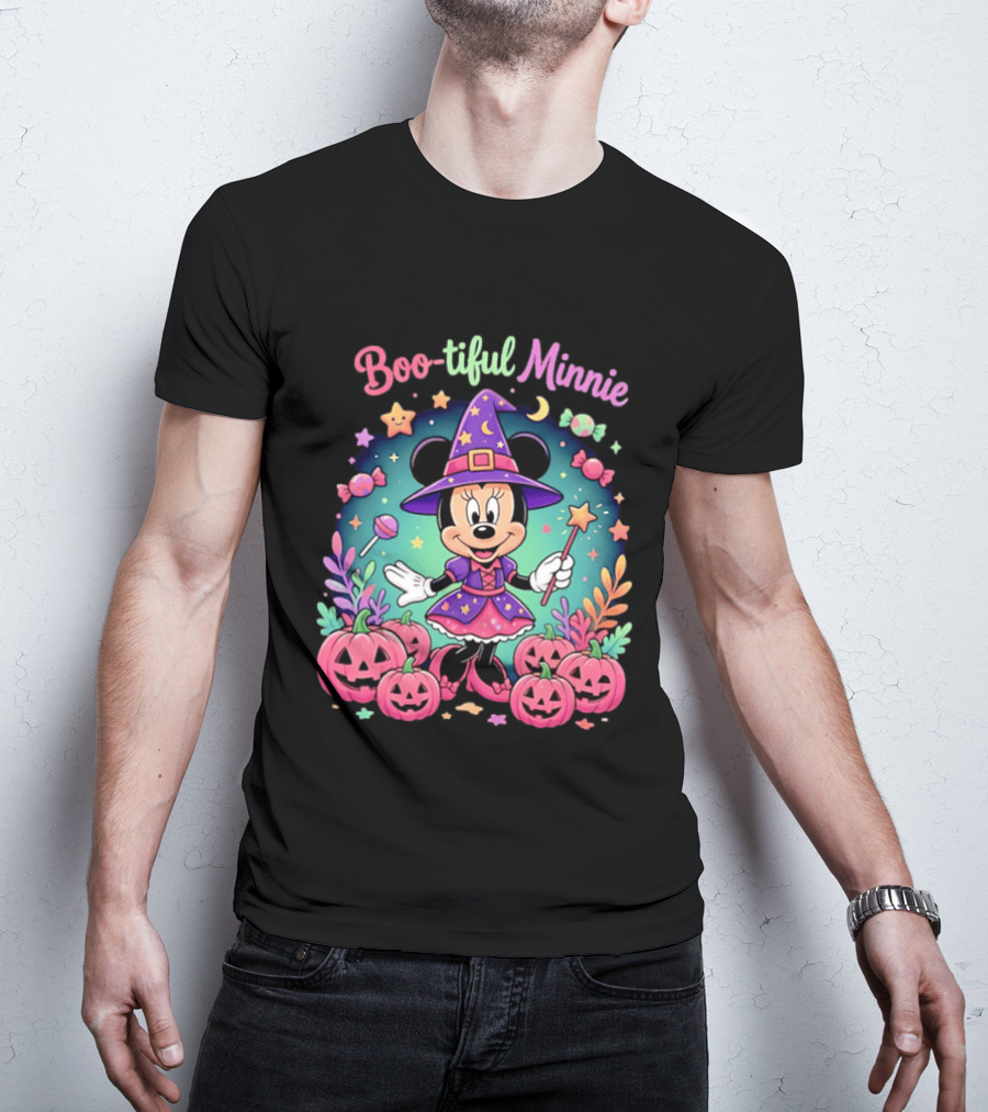 Boo Tiful Minnie Halloween Pumpkin Witch Disney Magic T-Shirt