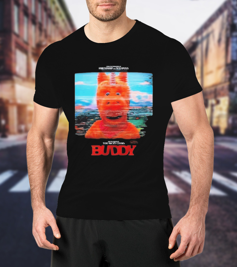 Buddy Unicorn Friendship And Weapons Movie Premiere August 28 2026 T-Shirt