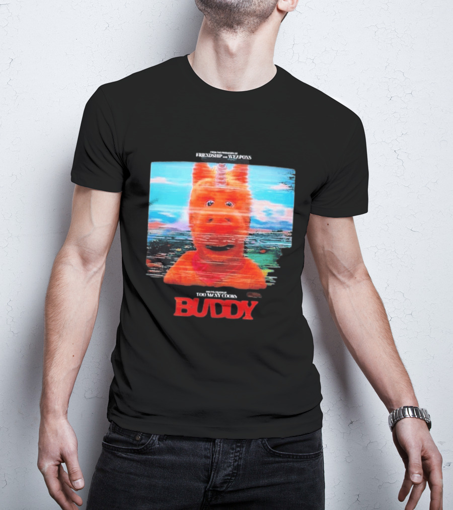 Buddy Unicorn Friendship And Weapons Movie Premiere August 28 2026 T-Shirt