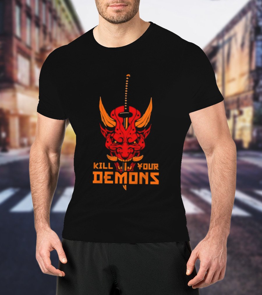 Kill Your Demons Oni Mask Samurai Sword T-Shirt