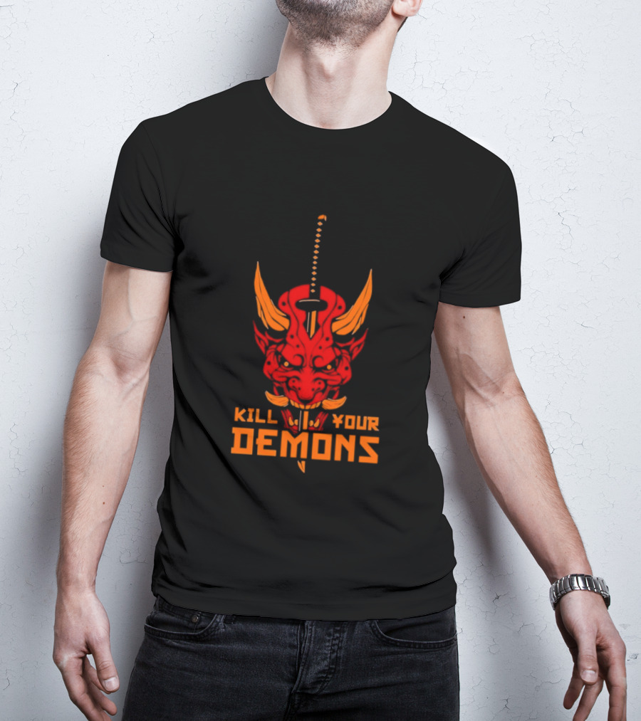 Kill Your Demons Oni Mask Samurai Sword T-Shirt