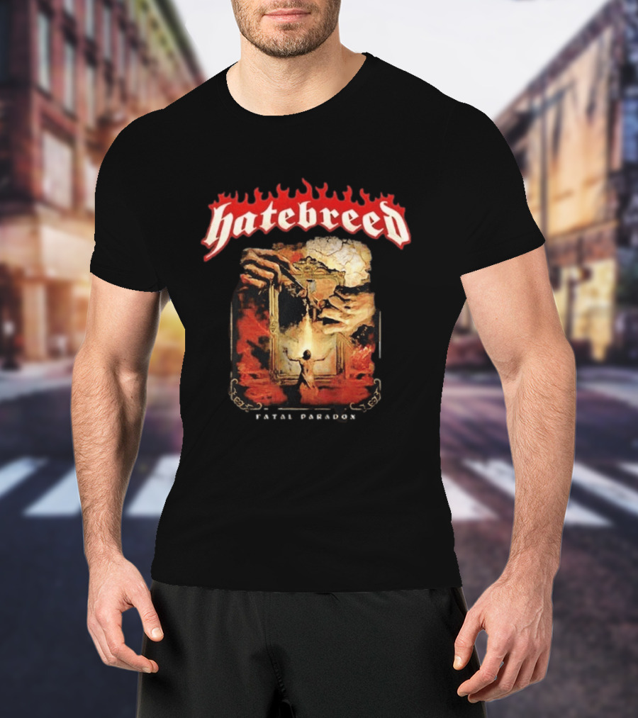 Hatebreed Fatal Paradox Fiery Artwork With Hands And Figure T-Shirt