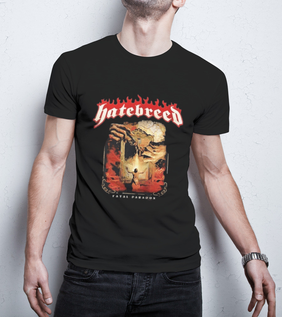 Hatebreed Fatal Paradox Fiery Artwork With Hands And Figure T-Shirt