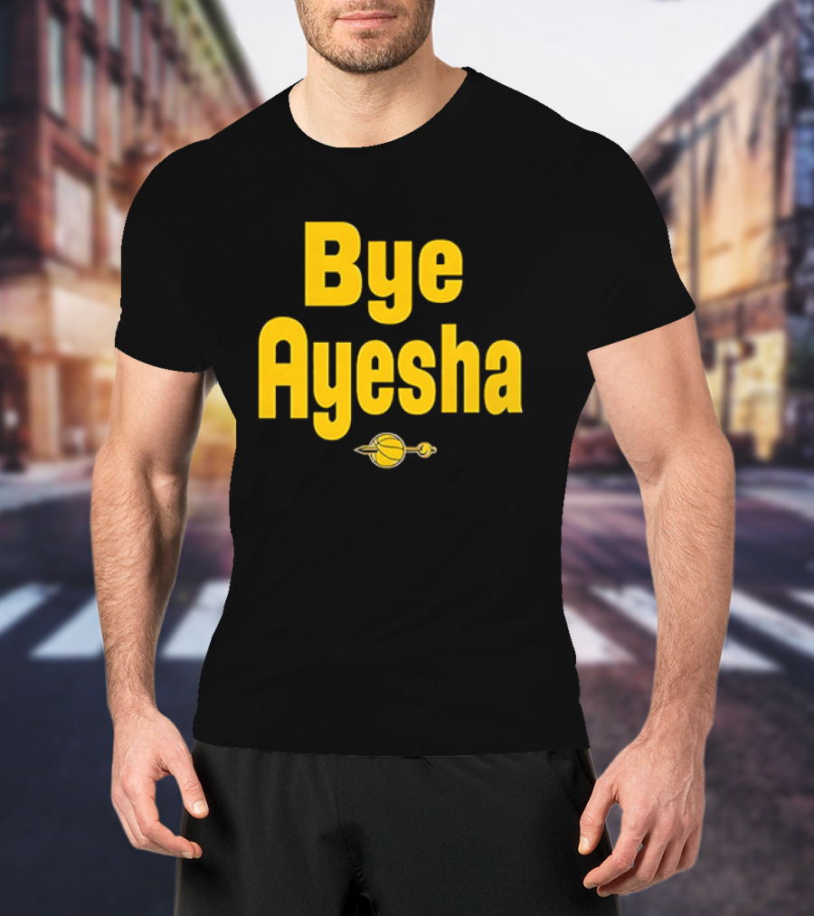 Bye Ayesha Basketball Team Yellow Text With Ball And Hoop T-Shirt