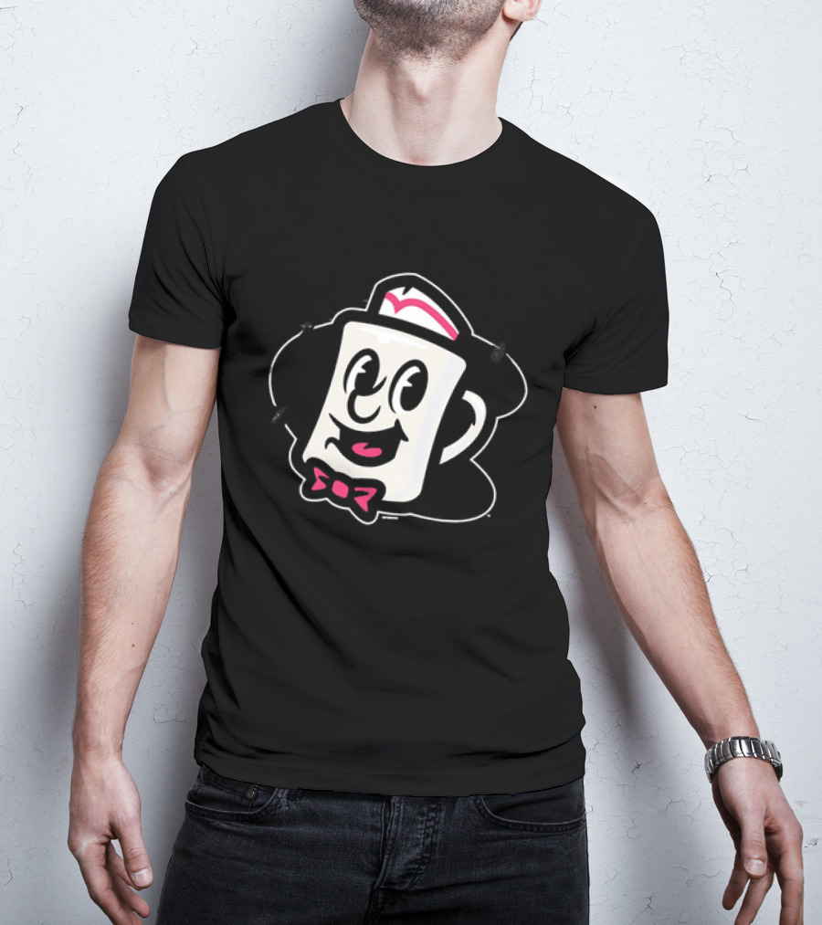 Diner Coffee Cup Cartoon With Smile And Bowtie T-Shirt
