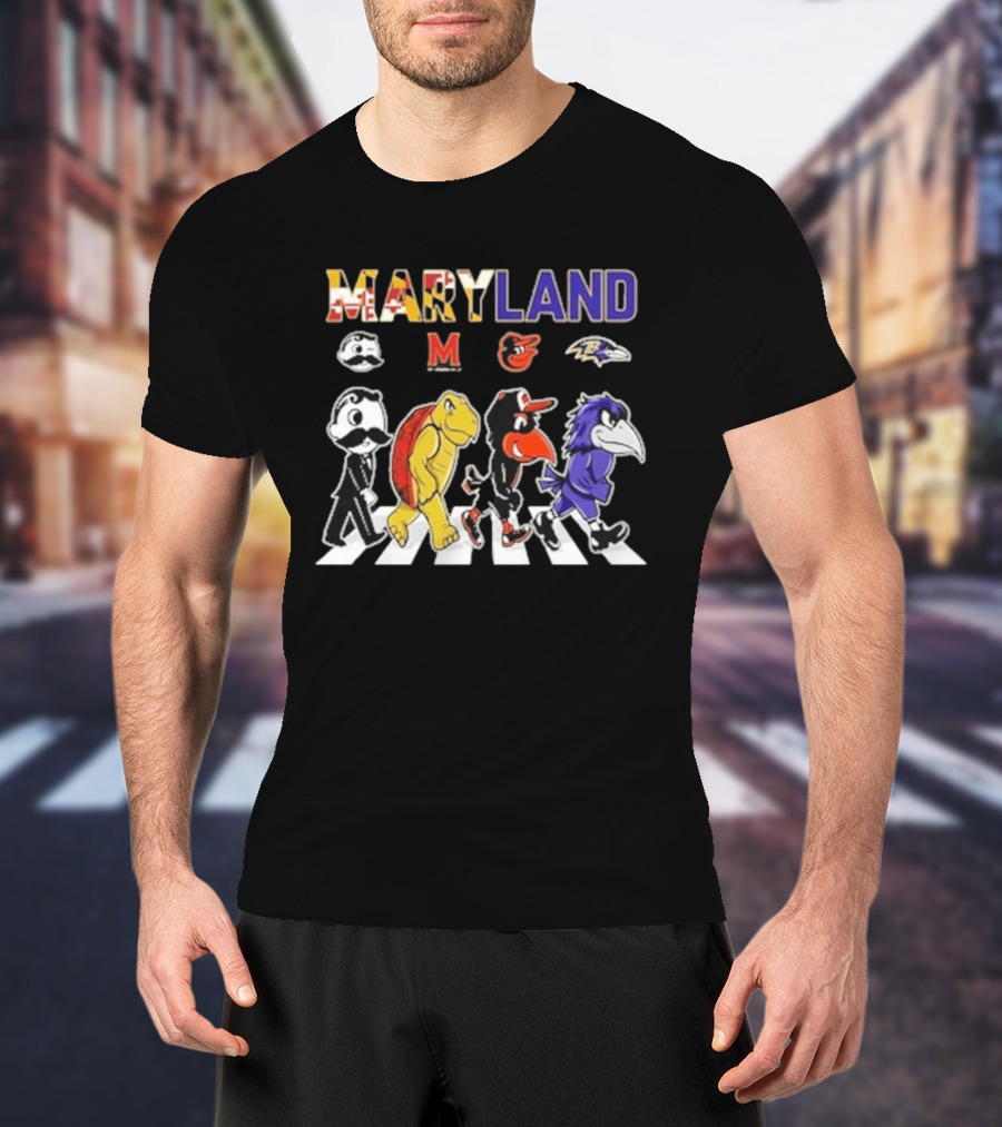 Maryland Sports Mascots Abbey Road Terrapin Oriole Raven Historical Sports Teams T-Shirt