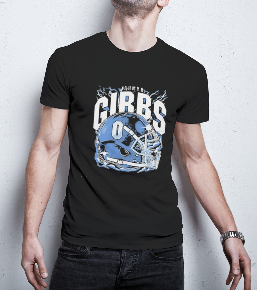 Jahmyr Gibbs Detroit Football Helmet Lions Number 0 T-Shirt