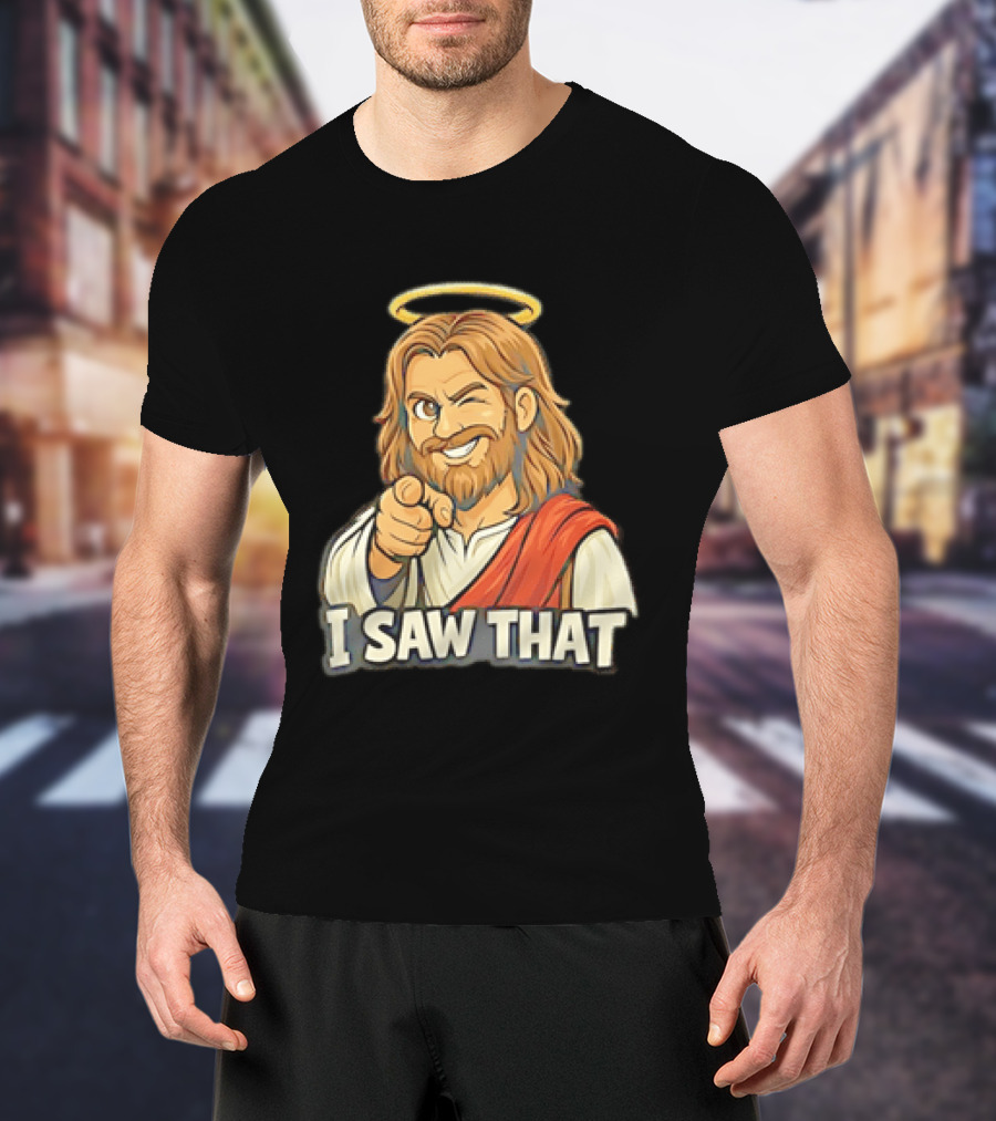 Jesus Winking Pointing I Saw That Halo Robe T-Shirt