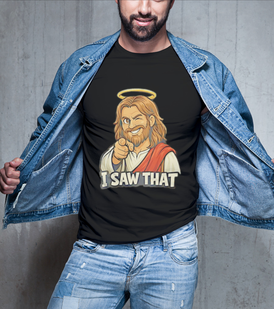 Jesus Winking Pointing I Saw That Halo Robe T-Shirt