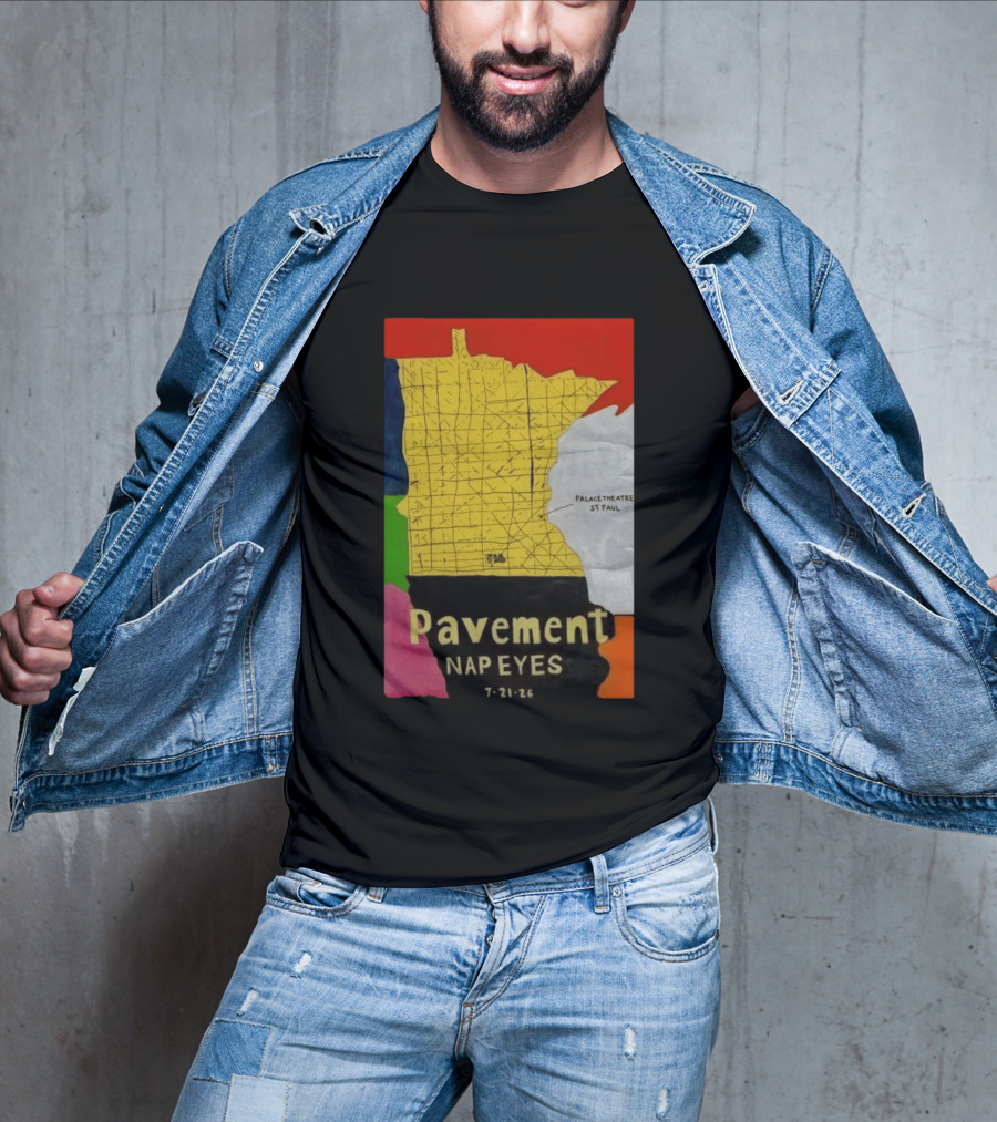 Pavement Nap Eyes Palace Theatre St Paul July 21 2026 Minnesota Map T-Shirt