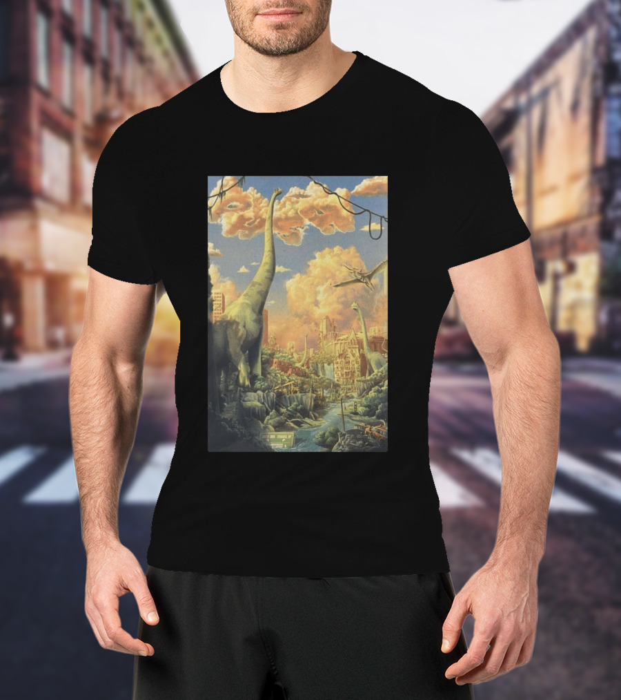 Phish July 21 2026 Syracuse New York Dinosaurs Cityscape T-Shirt
