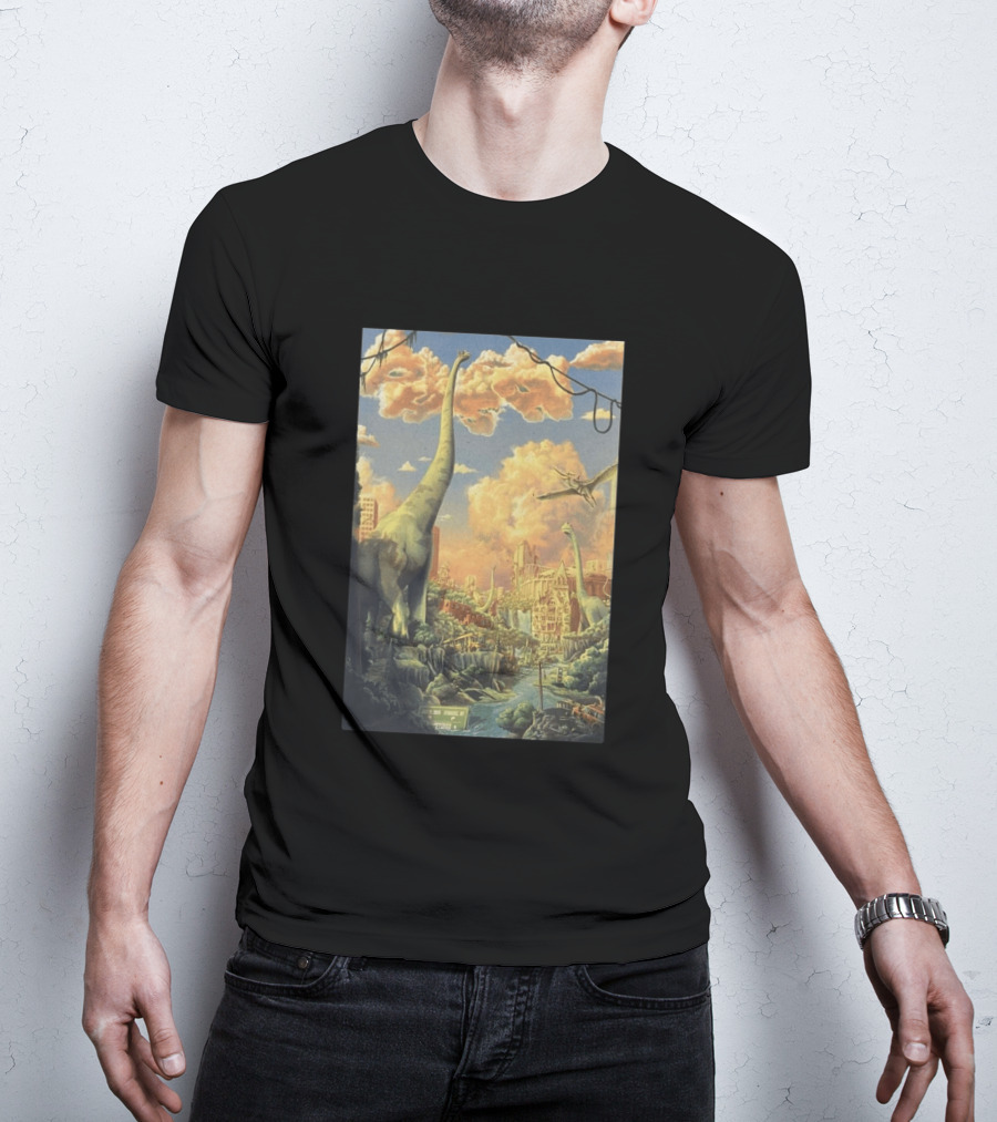Phish July 21 2026 Syracuse New York Dinosaurs Cityscape T-Shirt