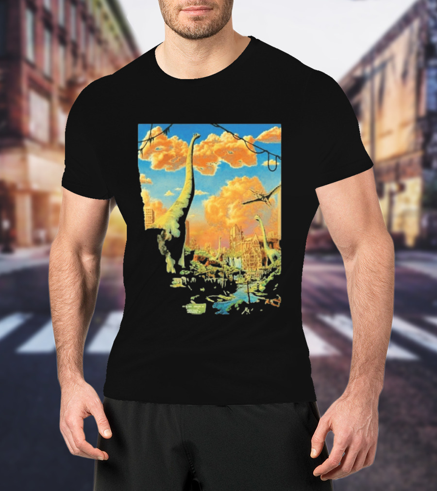 Phish Syracuse NY July 21 2026 St Joseph Health Amphitheatre Dinosaur Cityscape T-Shirt
