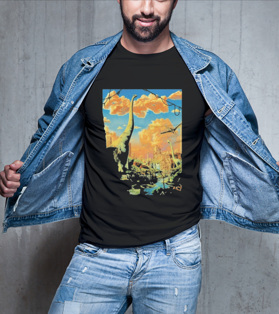 Phish Syracuse NY July 21 2026 St Joseph Health Amphitheatre Dinosaur Cityscape T-Shirt