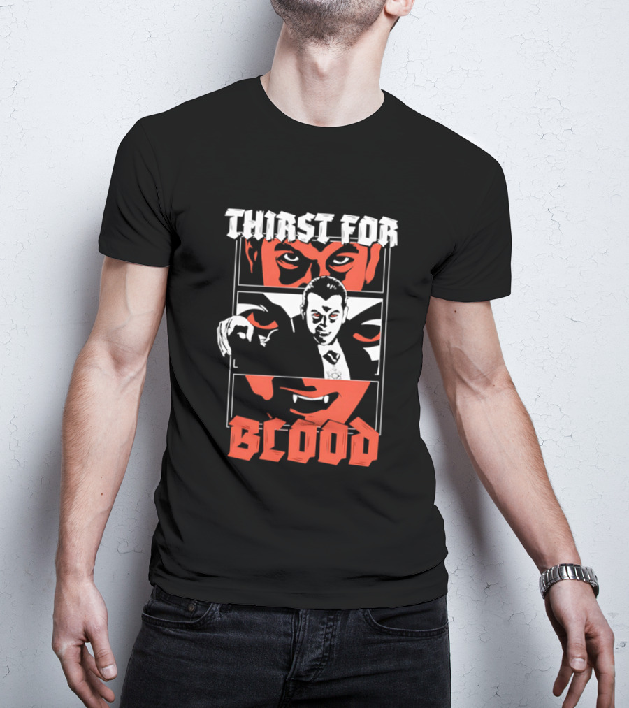 Thirst For Blood Vampire Horror Iconic Red Face T-Shirt