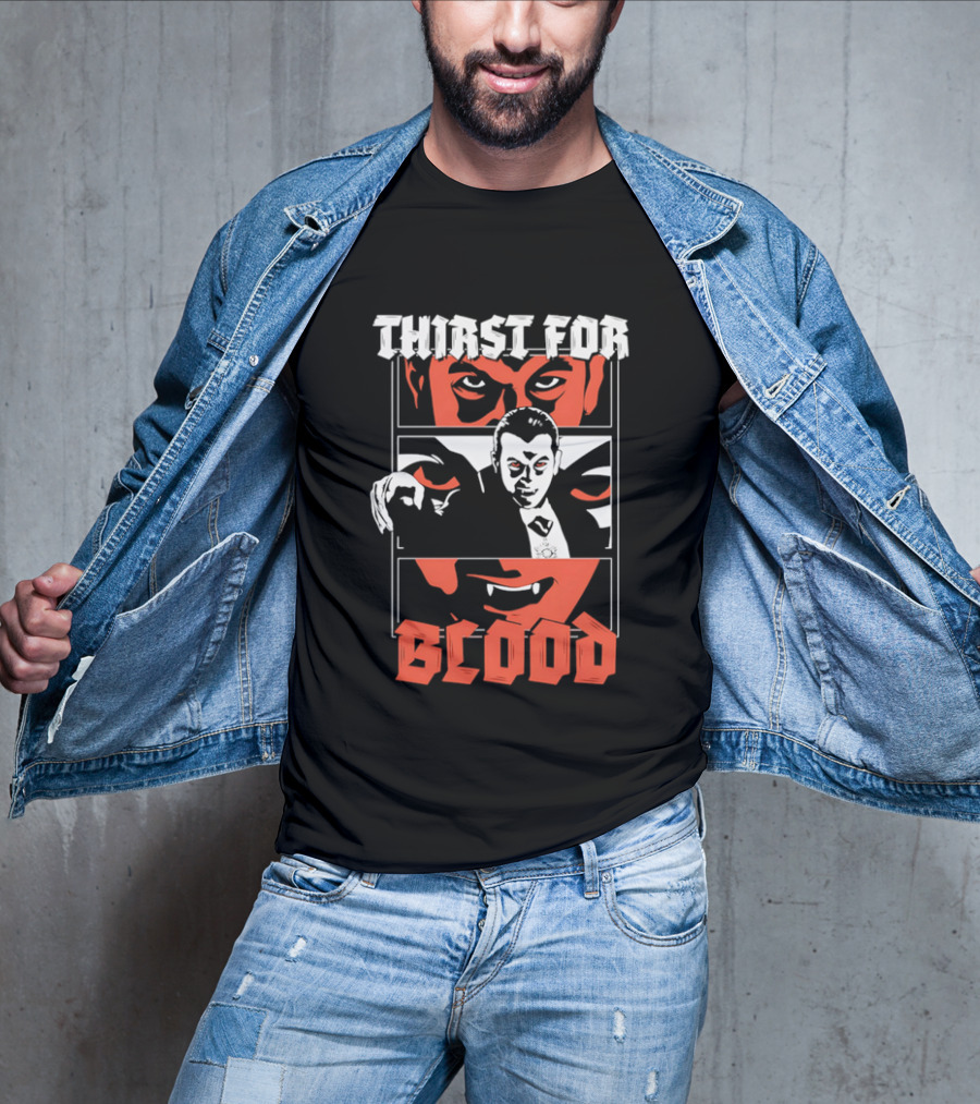 Thirst For Blood Vampire Horror Iconic Red Face T-Shirt