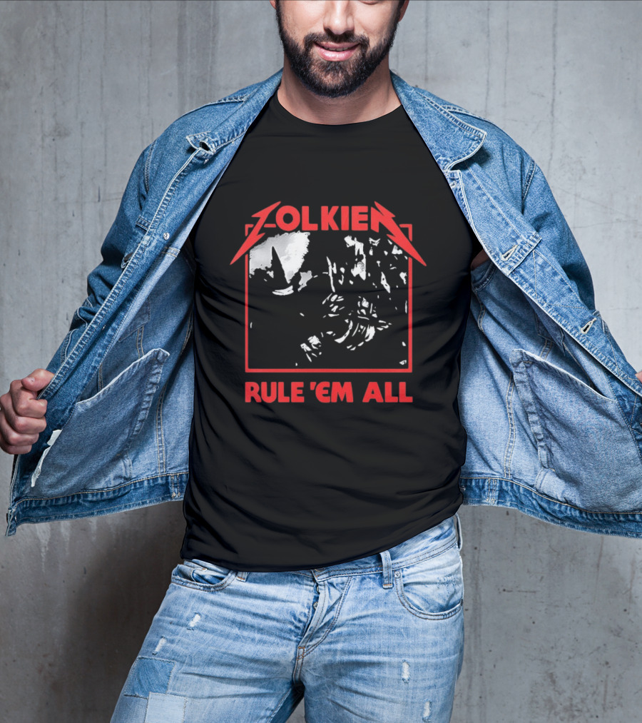 Tolkien Rule 'Em All Lord Of The Rings Metallica Mashup T-Shirt