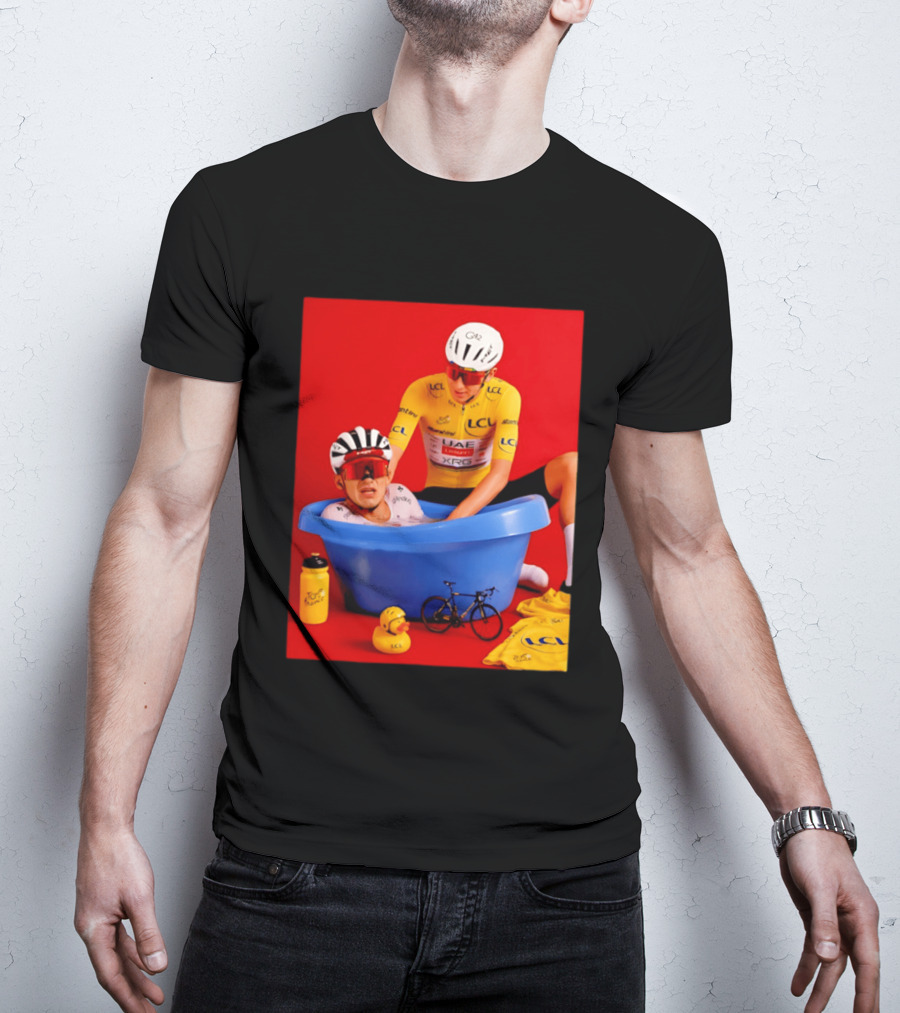 Tadej Pogačar Isaac Del Toro LCL UAE Team 2026 Cycling Bath Scene T-Shirt