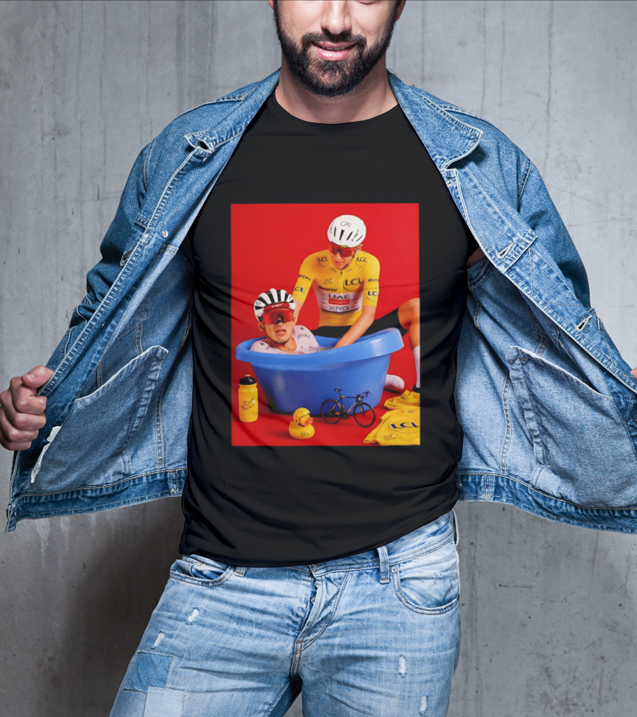 Tadej Pogačar Isaac Del Toro LCL UAE Team 2026 Cycling Bath Scene T-Shirt