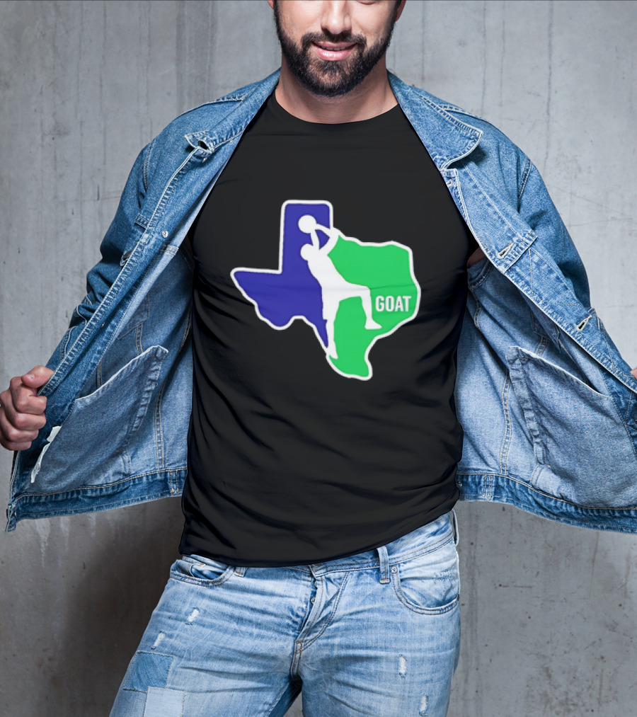 Texas Basketball Goat Silhouette Blue Green State T-Shirt