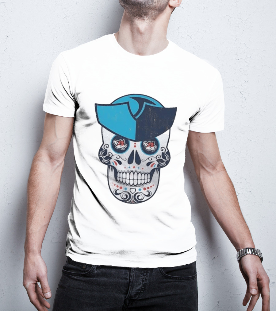 Day Of The Dead Skull Patriot Fox Sports Foxes Football T-Shirt