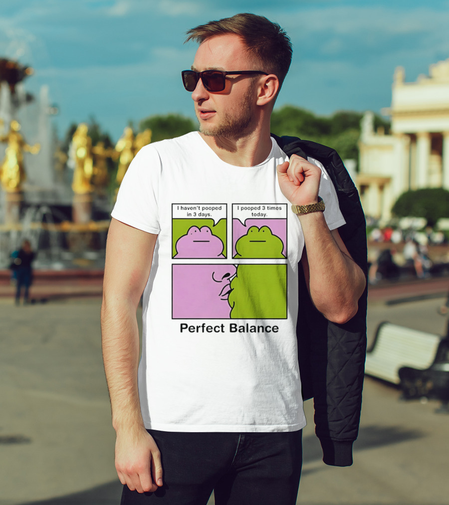 Perfect Balance Frog Meme I Haven't Pooped In 3 Days Pooped 3 Times Today T-Shirt
