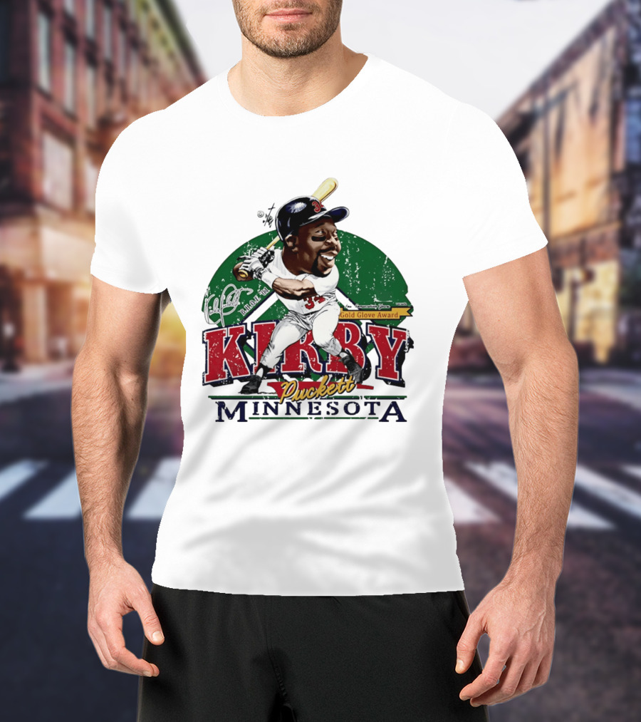 Kirby Puckett Minnesota Gold Glove Award Bruce Stark Collection T-Shirt