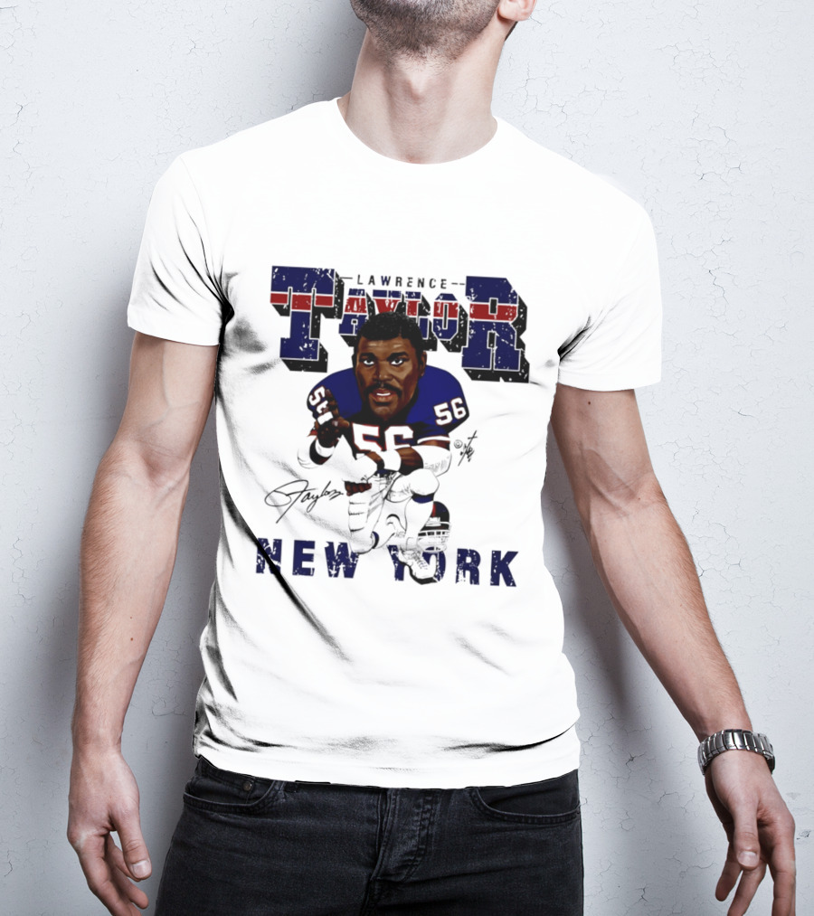 Lawrence Taylor New York Giants Kneeling Bruce Stark Collection T-Shirt
