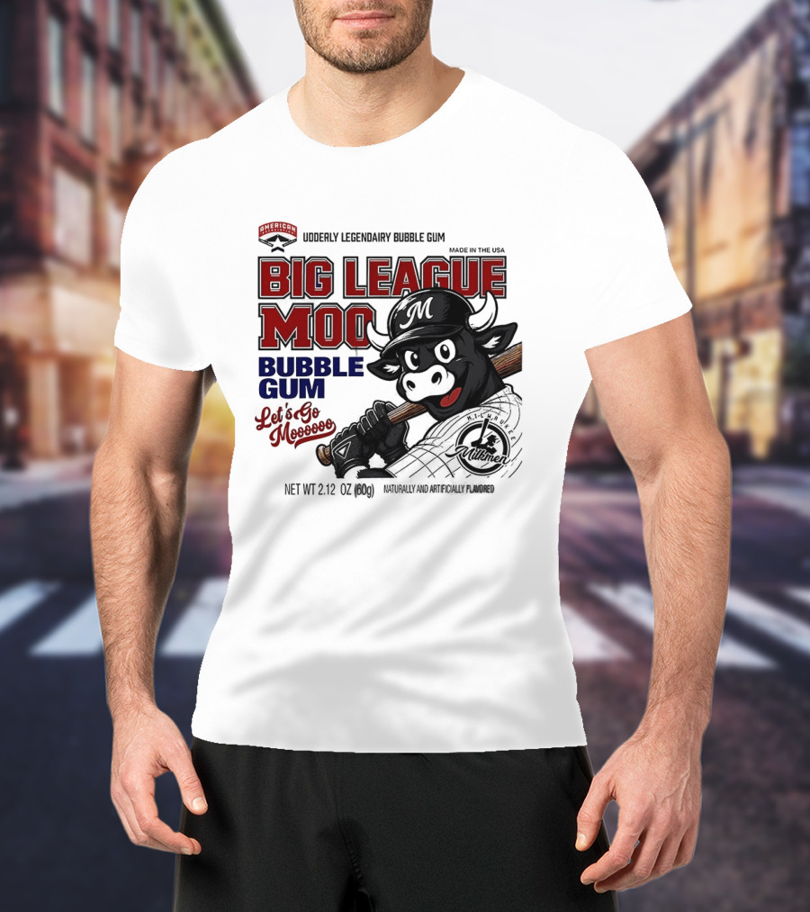 Milwaukee Milkmen Big League Moo Bubble Gum Udderly Legendary Made In USA T-Shirt