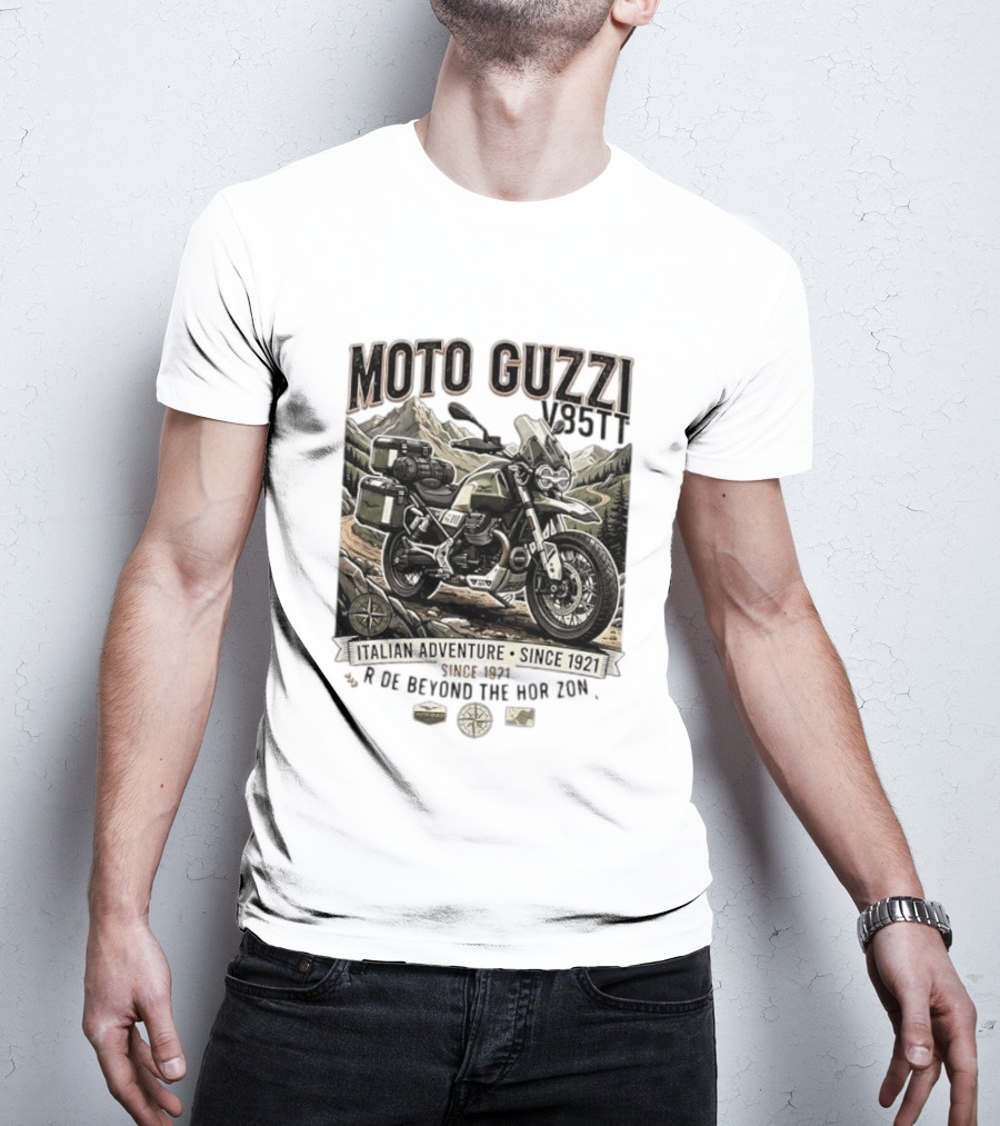 Moto Guzzi V85TT Italian Adventure Since 1921 Ride Beyond The Horizon T-Shirt