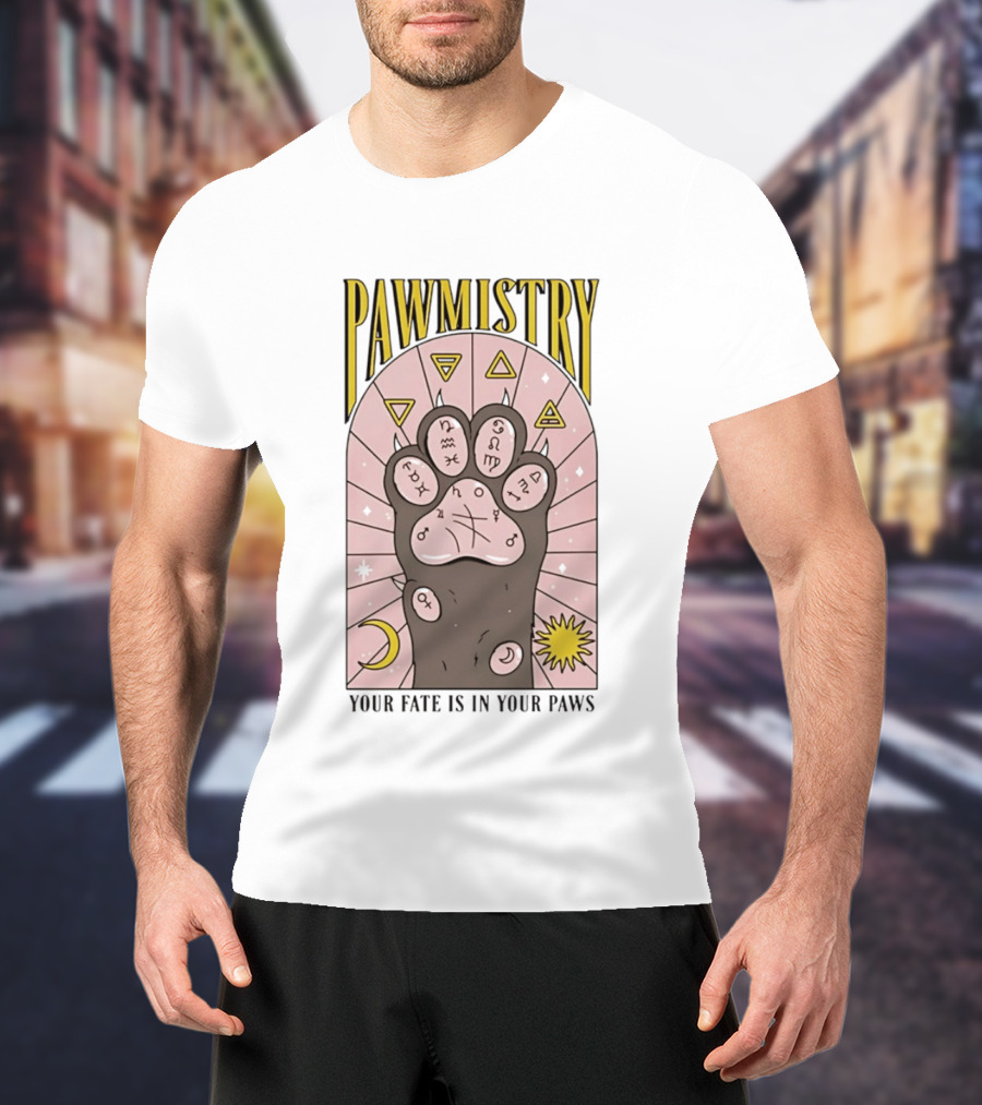 Pawmistry Astrology Cat Paw Your Fate Is In Your Paws Zodiac T-Shirt