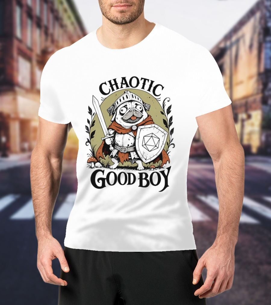 Chaotic Good Boy Pug Knight Dungeons And Dragons Adventure T-Shirt