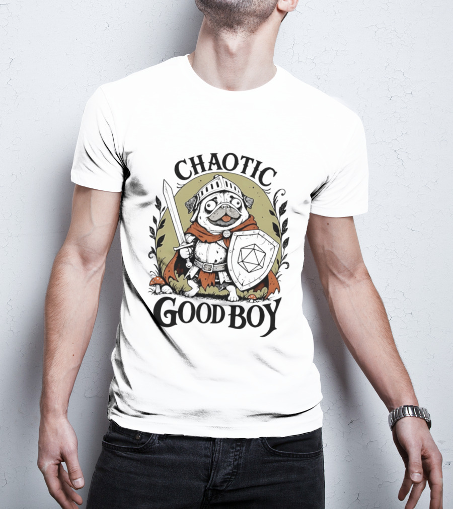 Chaotic Good Boy Pug Knight Dungeons And Dragons Adventure T-Shirt
