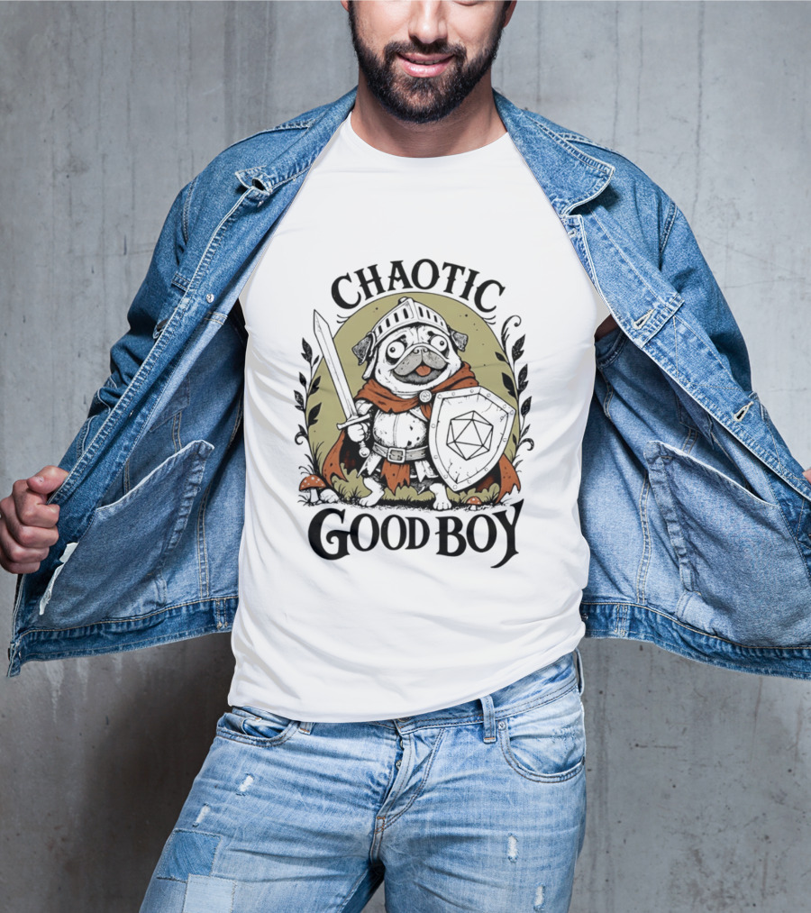 Chaotic Good Boy Pug Knight Dungeons And Dragons Adventure T-Shirt
